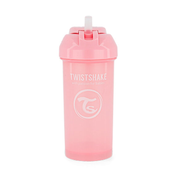 TWISTSHAKE Fľaša netečúca so slamkou 360 ml pastelovo ružová 6m+