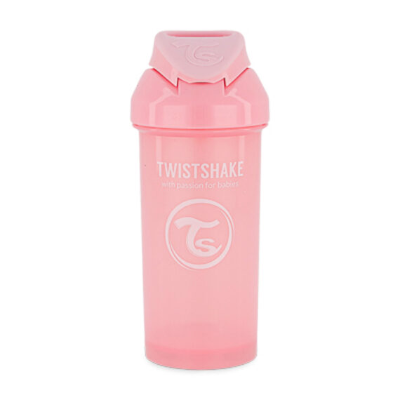 TWISTSHAKE Fľaša netečúca so slamkou 360 ml pastelovo ružová 6m+