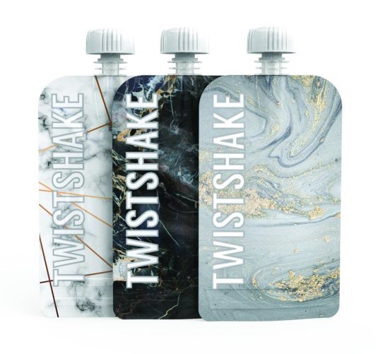 TWISTSHAKE Plniteľná kapsička 3×100 ml, mramorová šedá