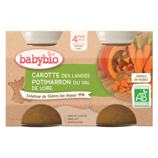 BABYBIO Príkrm mrkva tekvica (2x 130 g)
