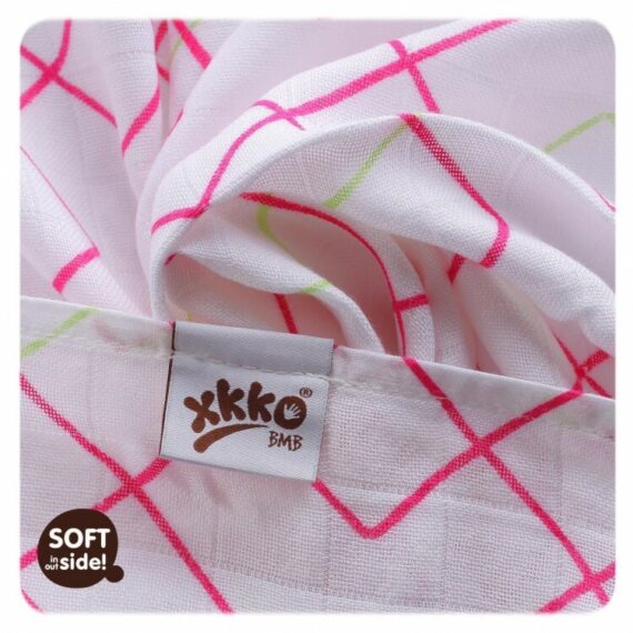 XKKO BMB Bambusová osuška Magenta Squares, 90×100, (1ks)