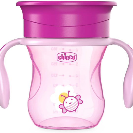 CHICCO Hrnček Perfect 360 s držadlami 200 ml ružový 12m+