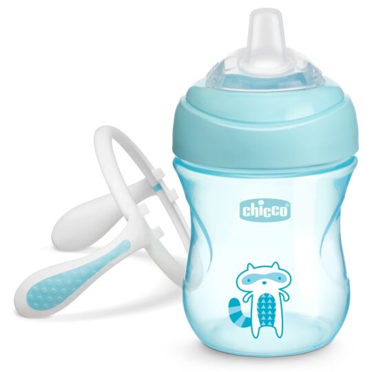 CHICCO Hrnček učiaci Transition s držadlami 200 ml modrý 4m+
