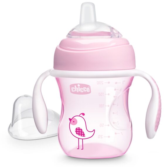CHICCO Hrnček učiaci Transition s držadlami 200 ml ružový 4m+