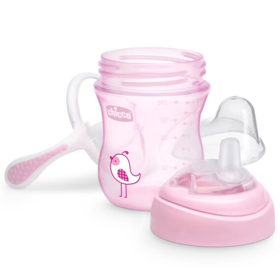 CHICCO Hrnček učiaci Transition s držadlami 200 ml ružový 4m+