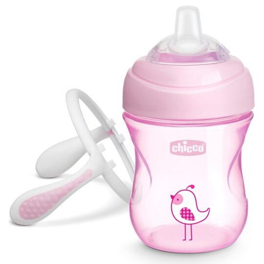 CHICCO Hrnček učiaci Transition s držadlami 200 ml ružový 4m+