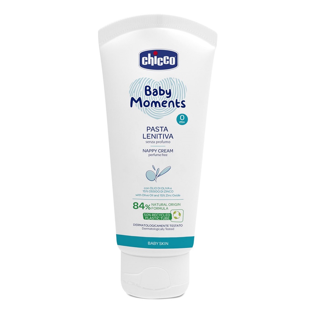 CHICCO Krém na detský zadoček upokojujúci bez parfému Baby Moments 84 % prírodných zložiek 100 ml