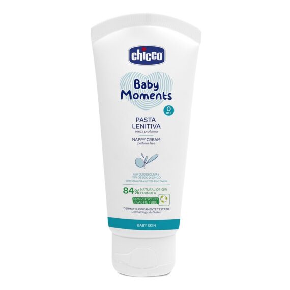CHICCO Krém na detský zadoček upokojujúci bez parfému Baby Moments 84 % prírodných zložiek 100 ml