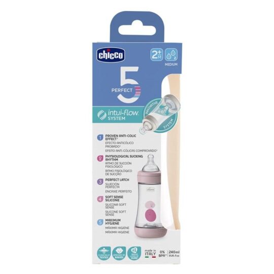 CHICCO Fľaša dojčenská Perfect 5 silikón 240 ml dievča