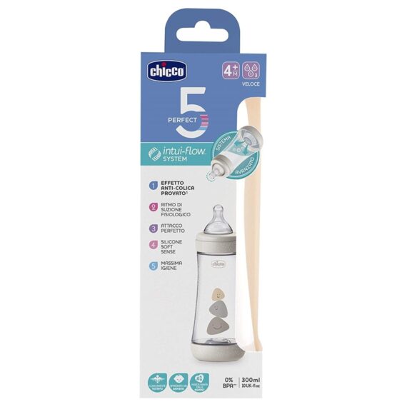 CHICCO Fľaša dojčenská Perfect 5 silikón 300 ml neutral
