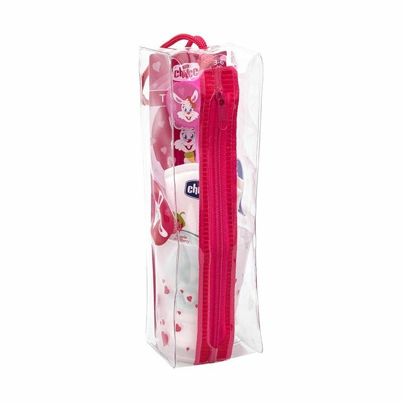 CHICCO Set starostlivosti o zuby Travel ružový, 3r+
