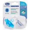 CHICCO Cumlík Physio Mini Soft celosilikónový 2-6m chlapec 2 ks