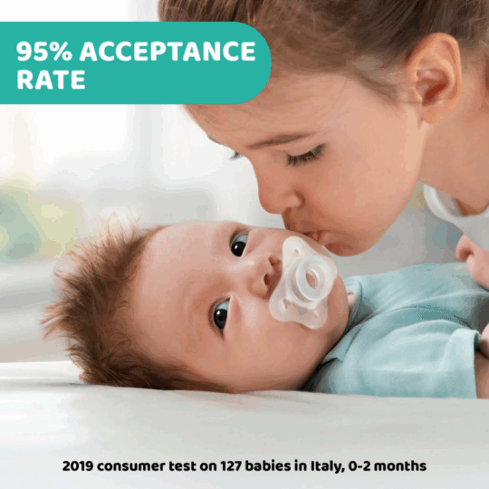 CHICCO Cumlík Physio Mini Soft celosilikónový nočný 2-6m neutral 2 ks