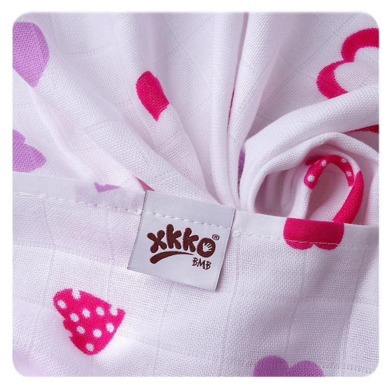KIKKO Plienky bambusové Hearts&Waves 70x70 cm, lilac 3 ks