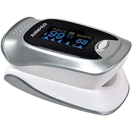 JUMPER JPD-500F pulzný oxymeter s obrazovkou OLED a Bluetooth, strieborný