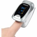 JUMPER JPD-500F pulzný oxymeter s obrazovkou OLED a Bluetooth, strieborný