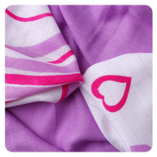 KIKKO Obrúsky bambusové Hearts&Waves 30×30 cm, lilac 9 ks