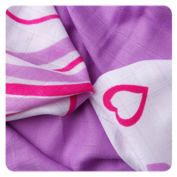 KIKKO Obrúsky bambusové Hearts&Waves 30×30 cm, lilac 9 ks