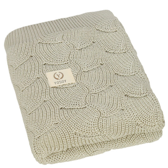 YOSOY Waves Detská deka z 100% organickej bavlny, 100×80 cm, Light Olive