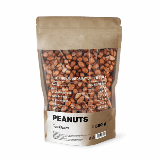 Arašidy nepražené – GymBeam 25 x 500 g