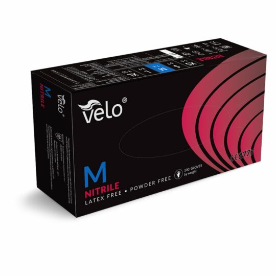 VELO Nitrilové rukavice bez púdru, čierne, veľ.M, 100ks
