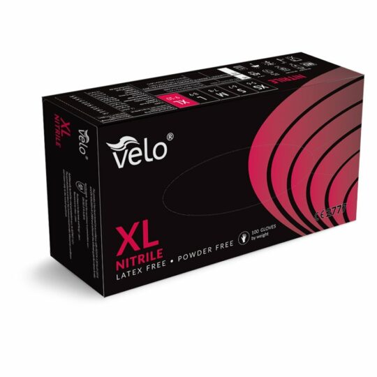 VELO Nitrilové rukavice bez púdru, čierne, veľ.XL, 100ks