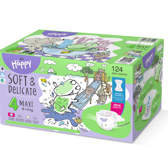 2x BELLA HAPPY Baby Plienky jednorazové Maxi Box 8-14 kg 62 ks