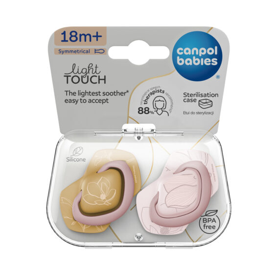 CANPOL BABIES Cumlík silikónový symetrický Light touch GOLD 18m+m 2ks ružový
