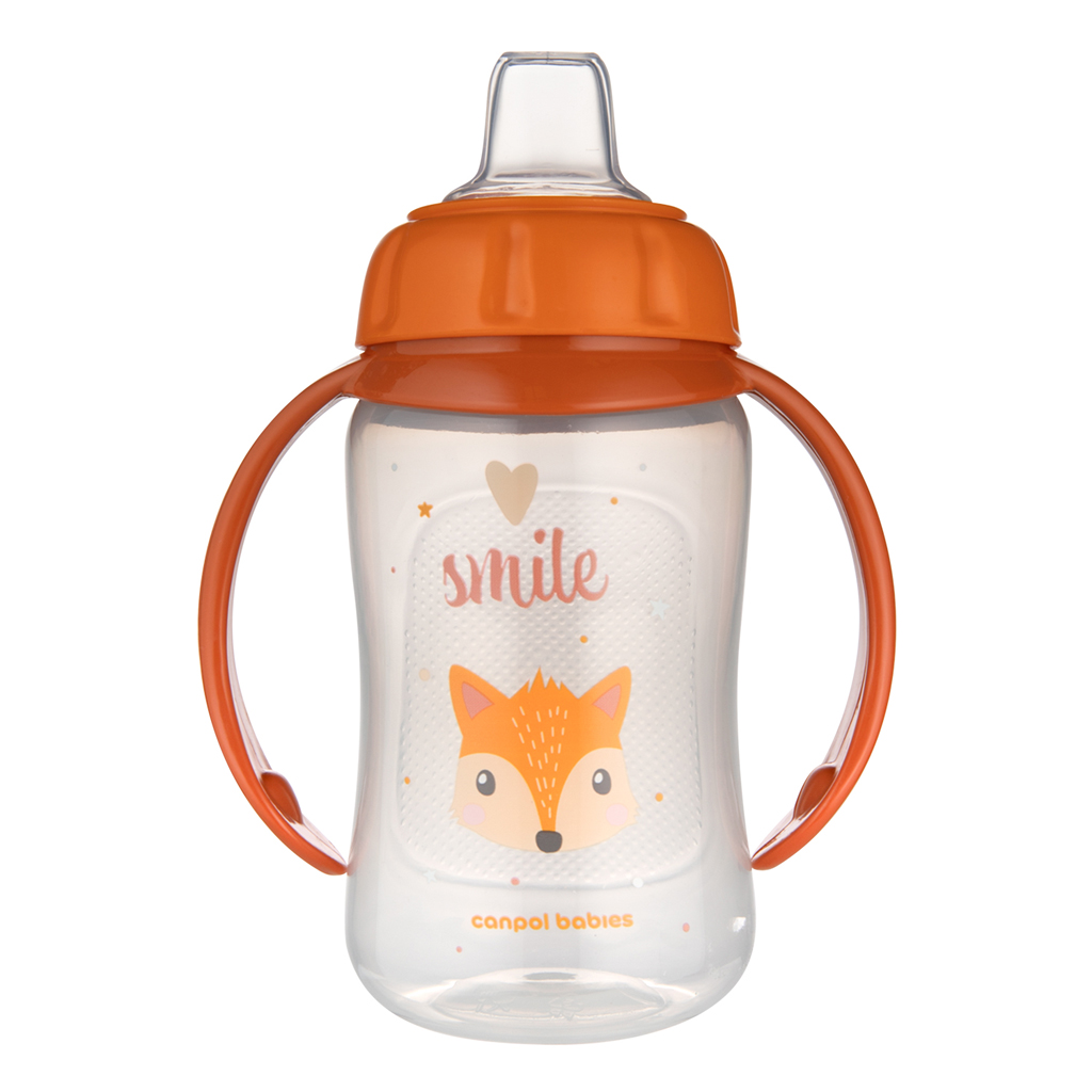CANPOL BABIES Hrnček tréningový s úchytmi Cute Animals oranžová líška, 320ml