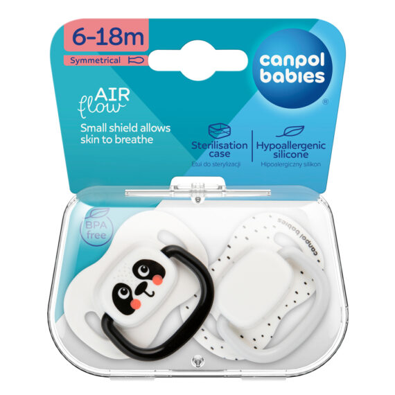 CANPOL BABIES Set symetrických silikónových cumlíkov BabiesBoo 6-18m 2ks biely