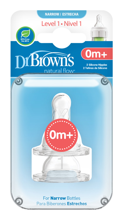 DR.BROWN'S Cumlíky náhradné silikónové pre dojčenské fľaše Options+ NARROW stupeň 1, BPA FREE  2 ks