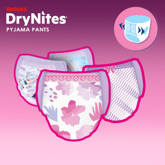 HUGGIES® Nohavičky plienkové jednorazové DryNites MEGA 17-30 kg Girl, 26 ks, M