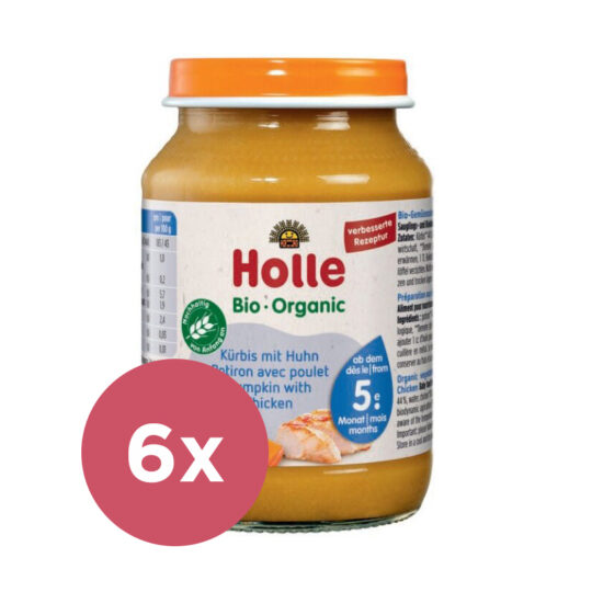 6x HOLLE Bio Tekvica s kuracím mäsom, 190 g – mäsový príkrm