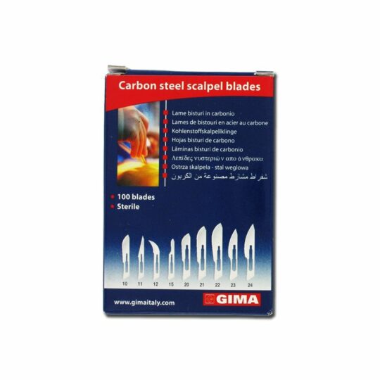 GIMA CARBON STEEL BLADES Chirurgické čepele z uhlíkovej ocele veľkosť 24, sterilné, 100ks