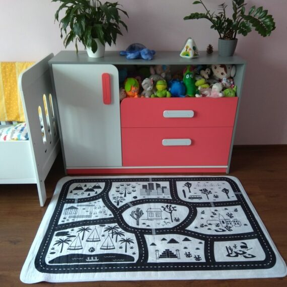 Detský koberec Ultra Soft, 100×150, Mesto, biela/čierna