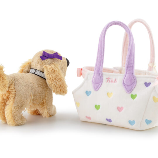 TRUDI PETS – Módna taška s maznáčikom, biela so srdiečkami, 0m+