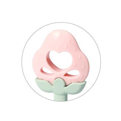 BABYONO Hrkálka s hryzačkou Strawberry 3m+