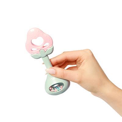 BABYONO Hrkálka s hryzačkou Strawberry 3m+