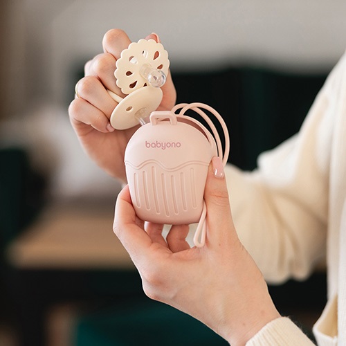 BABYONO Puzdro silikónové na cumlík ružová 0m+
