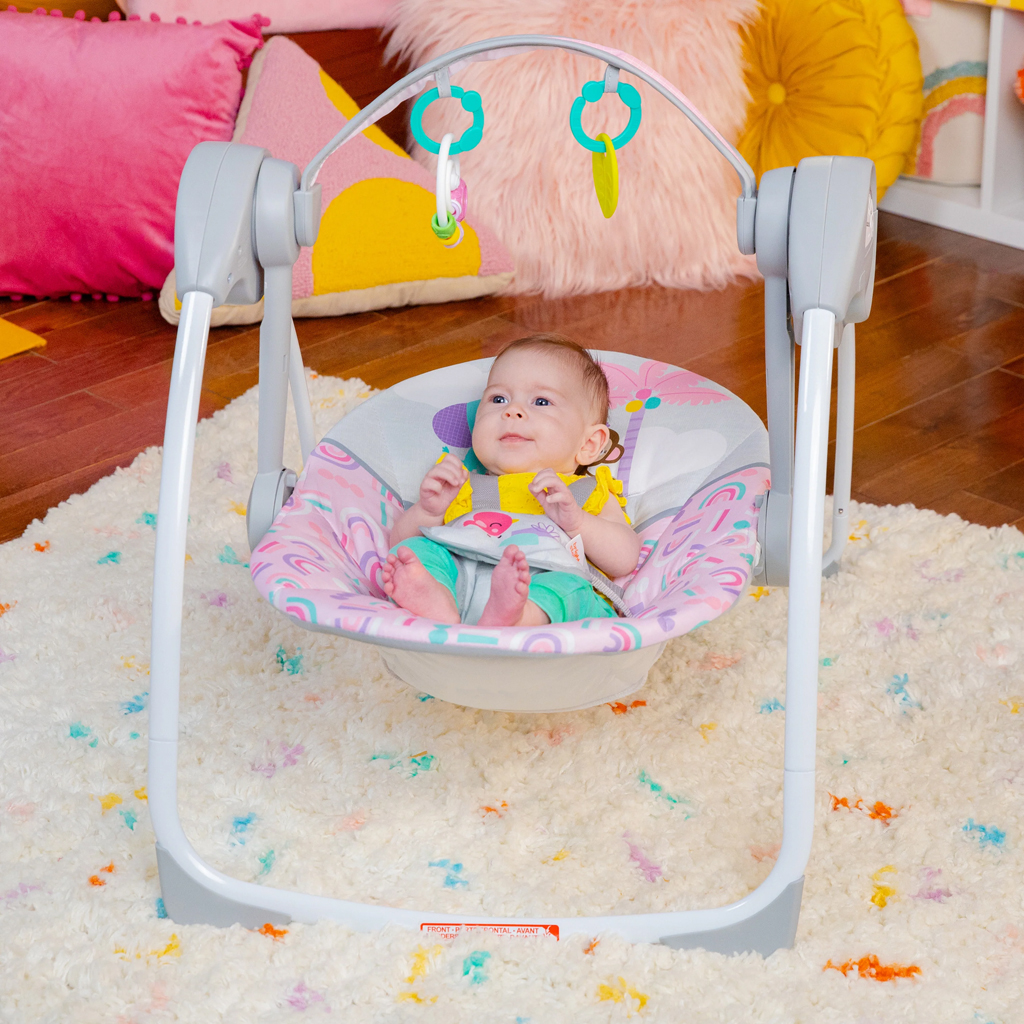 BRIGHT STARTS Hojdačka s melódiou Pink Paradise™  0m+ do 9kg