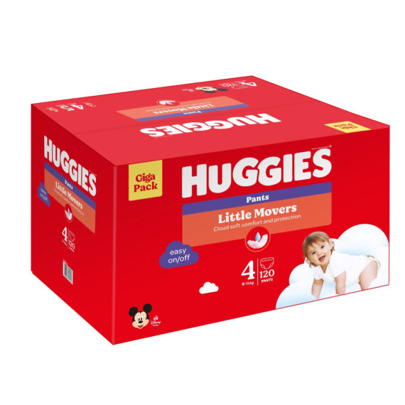 HUGGIES® Nohavičky jednorazové Little Movers Pants veľ. 4 (9-14 kg), 120 ks BOX