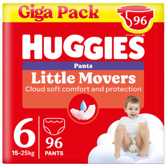 HUGGIES® Nohavičky jednorazové Little Movers Pants veľ. 6 (15-25 kg), 96 ks BOX
