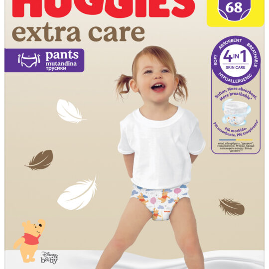 HUGGIES® Nohavičky plienkové jednorazové Extra Care Pants veľ. 5 (12-17 kg), 68 ks BOX