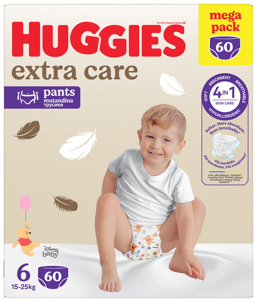 HUGGIES® Nohavičky plienkové jednorazové Extra Care Pants veľ. 6 (15-25 kg), 60 ks BOX