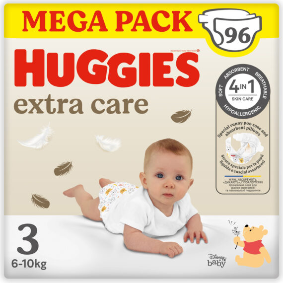 HUGGIES® Plienky jednorazové Extra Care veľ. 3 (6-10 kg), 96 ks BOX