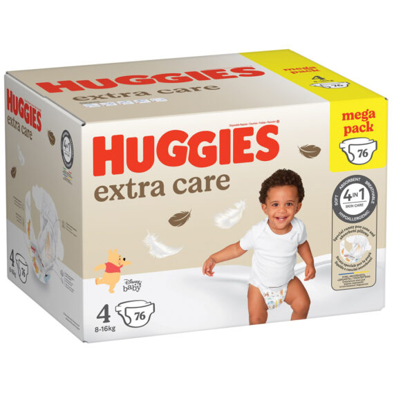 HUGGIES® Plienky jednorazové Extra Care veľ. 4 (8-14 kg), 76 ks BOX