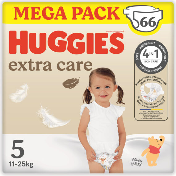 HUGGIES® Plienky jednorazové Extra Care veľ. 5 (12-17 ks), 66 ks BOX