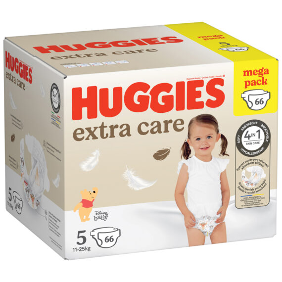 HUGGIES® Plienky jednorazové Extra Care veľ. 5 (12-17 ks), 66 ks BOX