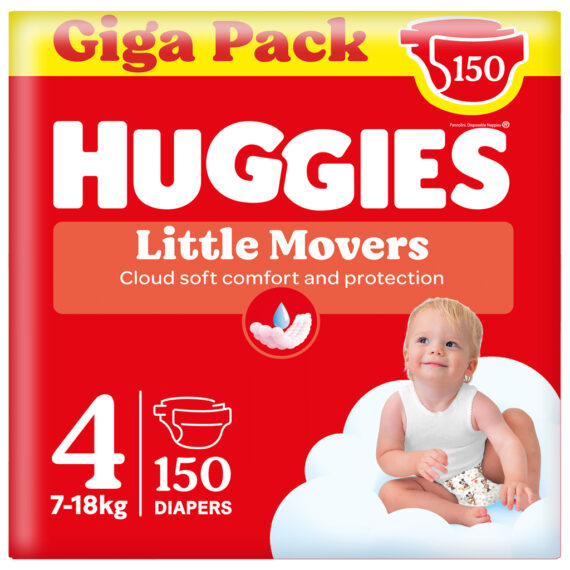 HUGGIES® Plienky jednorazové Little Movers veľ.4 (7-18 kg), 150 ks BOX