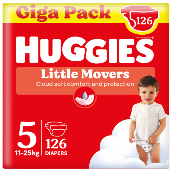 HUGGIES® Plienky jednorazové Little Movers veľ. 5 (11-25 kg), 126 ks BOX